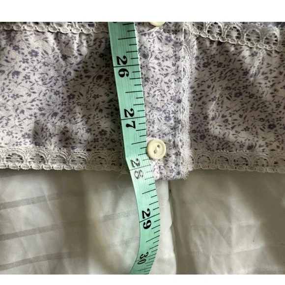 Vintage 70s JCPenney Fashions Lilac Floral Midi Skirt Lace‎ Trim Button Front S - Picture 4 of 6